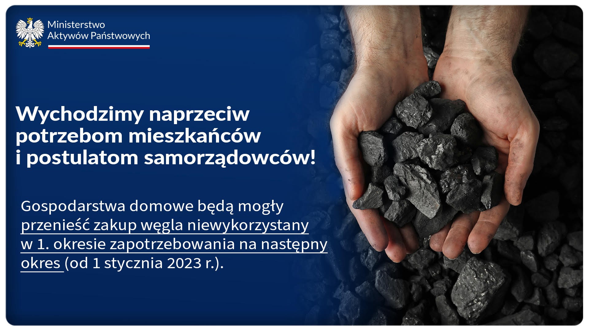 Grafika Ministerstwa Aktywów Państwowych dotycząca zmian w preferencyjnym zakupie węgla